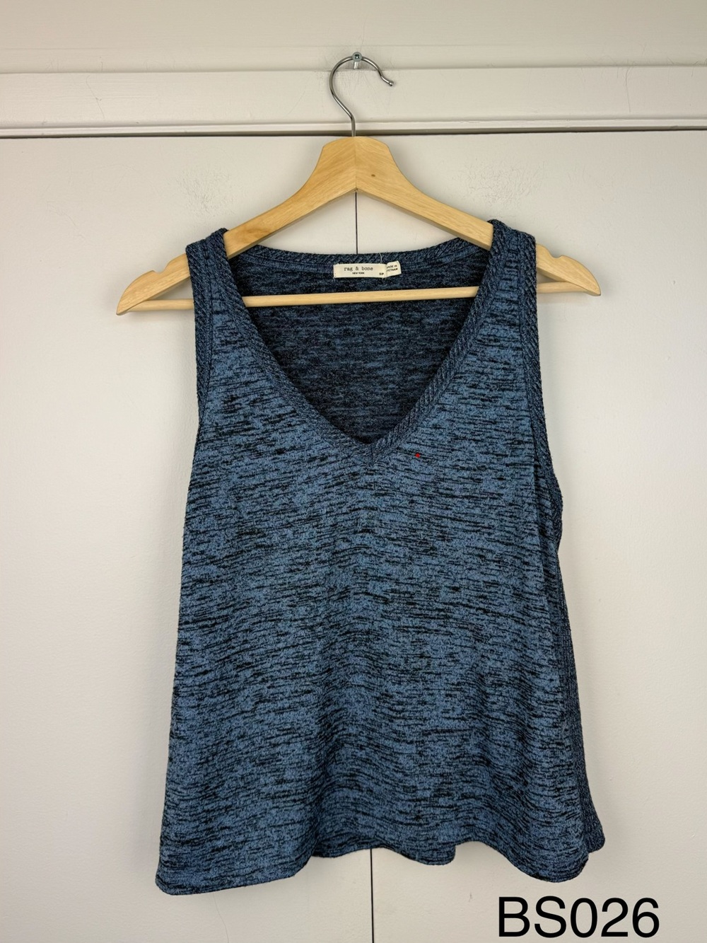 rag & bone Marled Blue V-Neck Knit Tank
